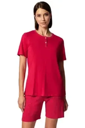HUBER Pyjama Damen Pyjama kurz Casual at Home (Stück, 1 tlg) - rot 36/38