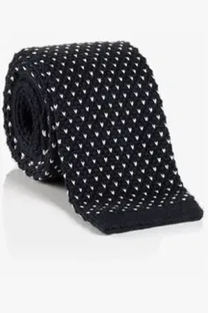 Cinque Krawatte (1-St) mit feinem Hahnentrittstrickmuster blau