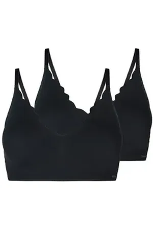 Skiny Set: Bügelloser BH 2er Pack Damen Bustier mit herausnehmbare Pads (Packung, 2-tlg) Unterbrustband schwarz 44