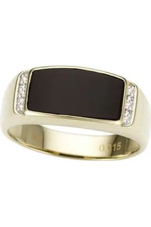 Firetti Fingerring Schmuck Geschenk Gold 333 Herrenring Goldring Edelstein Farbstein Onyx, mit Onyx - mit Brillanten gelb|goldfarben|schwarz 21