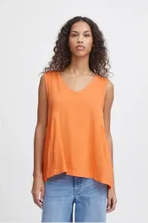 Ichi Tanktop IHMAIN TO2 fließendes Shirttop mit Raffung orange 34