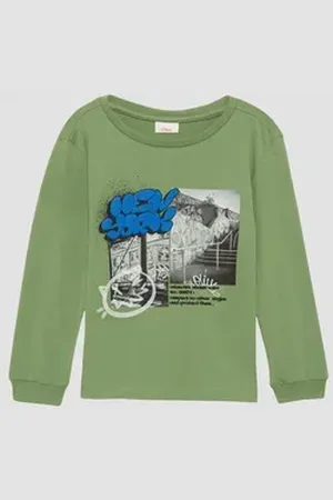 QS by s.Oliver Langarmshirt Weiches Longsleeve mit Frontprint 104/110