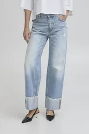 Ball Straight-Jeans BASERAFINA lässige Jeans mit umgekrempelten Beinen blau W32/32
