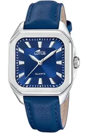 Lotus Quarzuhr Square 18968/5, Armbanduhr, Damenuhr, Lederarmband, analog blau