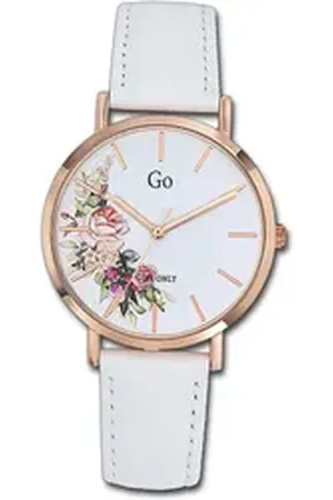 GO Girl Only Quarzuhr Leder Damen Uhr Analog, (Analoguhr), Damenuhr Lederarmband weiß, rund, mittel (ca. 34mm) weiß