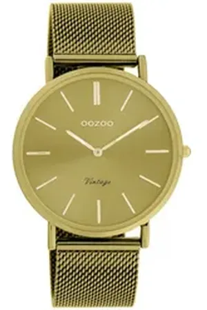Oozoo Quarzuhr Damen Armbanduhr senfgelb, (Analoguhr), Damenuhr rund, mittel (ca. 40mm) Edelstahlarmband, Fashion-Style gelb