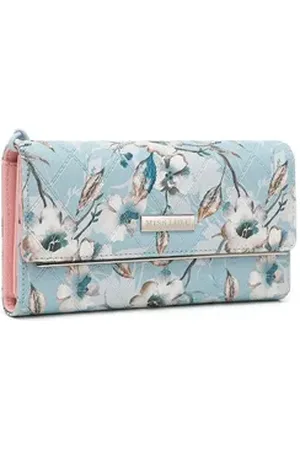 MISS LULÙ Geldbörse Damen Portemonnaie Groß, Elegante Geldbörse aus PU-Leder blau
