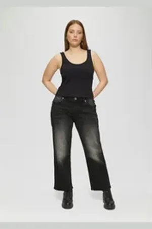 QS by s.Oliver Bequeme Jeans Ankle-Jeans / Slim Fit / Mid Rise / Straight Leg / Super Stretch grau 44