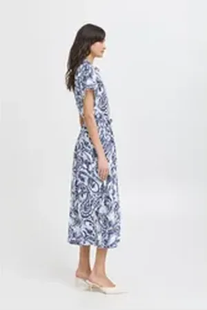B YOUNG Midikleid BYMMMJOELLA modisches Kleid mit Bindeband blau 38