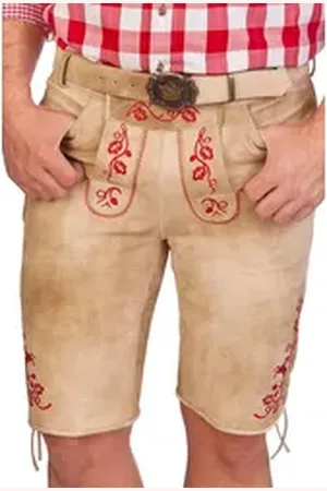 SPIETH & WENSKY Trachtenlederhose Lederhose Herren kurz - FRANZL - rot rot