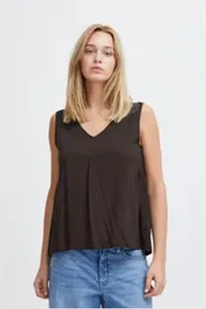Ichi Tanktop IHMAIN TO2 fließendes Shirttop mit Raffung schwarz 42