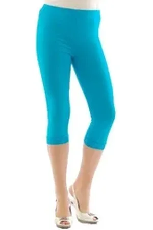 Yeset Caprihose Capri 3/4 Leggings Spitze Baumwolle Damen TURKIS M M
