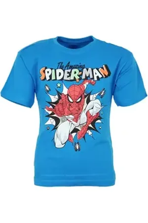Marvel Print-Shirt Spiderman Kinder Jungen T-Shirt Kurzarm Shirt 100% Baumwolle, Gr. 104 bis 134 blau 134