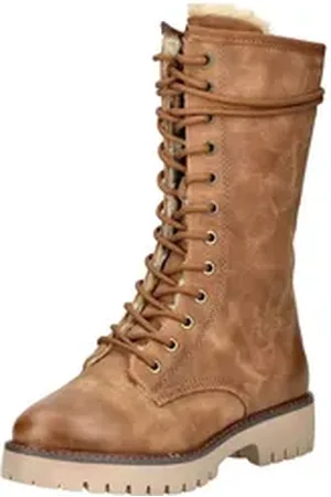 QS by s.Oliver Stiefel Lederimitat Schnürstiefel braun 39 EU