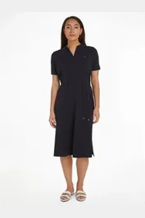 Tommy Hilfiger Polokleid OPN PLKT LYLL POLO DRS WAIST DTL mit Seitenschlitzen blau M (38)