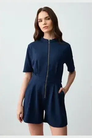 Jimmy Key Jumpsuit Gestrickter dunkelblauer Jumpsuit blau XL