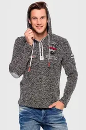 Cipo & Baxx Kapuzenpullover Kapuzenpullover mit modischen Details grau S