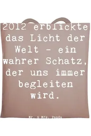 Mr. & Mrs. Panda Tragetasche 2012 Geburtstag - Braun Pastell - Geschenk, gemeinsame Reise, Stoffta (1-tlg), Lange Tragegriffe braun