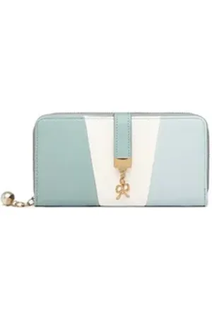 MISS LULÙ Geldbörse Damen Portemonnaie Lang, Elegante Geldbörse aus Kunstleder blau