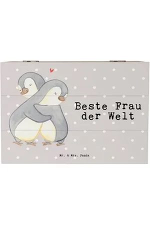 Mr. & Mrs. Panda Dekokiste Pinguin Beste Frau der Welt 22 x 15 cm - Grau Pastell - Geschenk, Ges (1 St), Einfache Handhabung grau