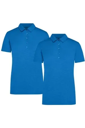 James & Nicholson Poloshirt Doppelpack Damen Funktionspolo für Freizeit und Sport Polo JN751 (Doppelpack, 2er-Pack) Atmungsaktiv und feuchtigkeitsregulierend, schnelltrocknend blau L
