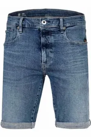 G-Star Bermudas Herren Jeans Baumwolle 3301 Slim Short blau 31W