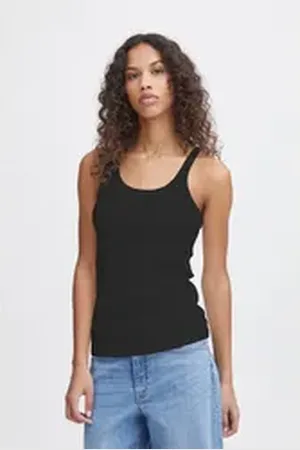 Ichi Tanktop IHPALMER RIB BOX TO modisches Top aus Rippe schwarz S