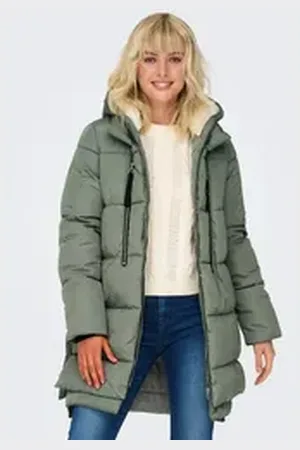 ONLY Steppmantel ONLNEWNORA LONG PUFFER COAT LIFE CC OTW grün S (36)