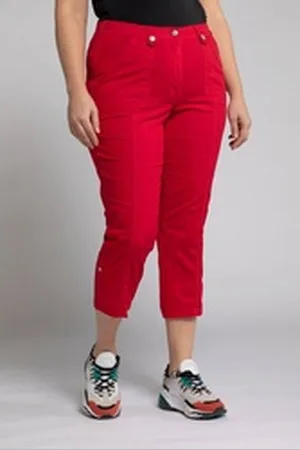 Ulla Popken Funktionshose 7/8-Cargohose Krempelriegel Komfortbund rot 50