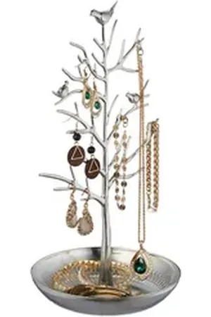 Relaxdays Schmuckständer Baum, Silber silberfarben