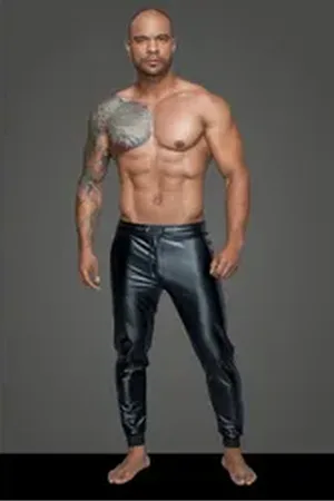 NOIR Handmade Men Lederimitathose Handmade Men - Treggings aus Powerwetlook H063 - (2XL,3XL,L,M,S,X schwarz M
