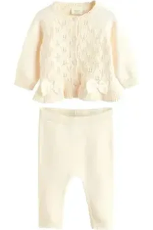 Next Strickjacke Baby Strickjacke mit Rüschen und Schleife (2-tlg) weiß 56 (bis zu 1 Mon,)