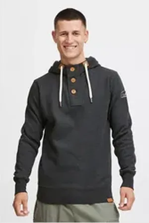 Solid Hoodie SDTripStrip Kapuzensweatshirt mit Knopfleiste grau L