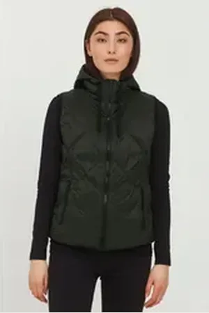 B YOUNG Steppweste BYAMALIA WAISTCOAT - 20810091 Steppweste mit Kapuze grün 40