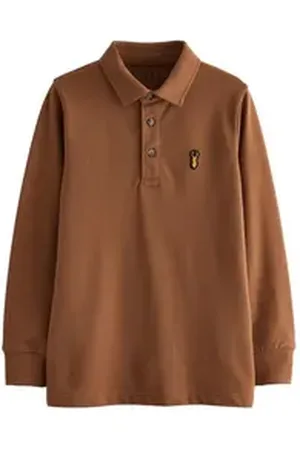 Next Langarm-Poloshirt Langärmeliges Polo-Shirt (1-tlg) braun 152 (12 J.)