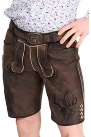 SPIETH & WENSKY Trachtenlederhose Lederhose Herren kurz - DRAGON - zeder/schwarz schwarz 60