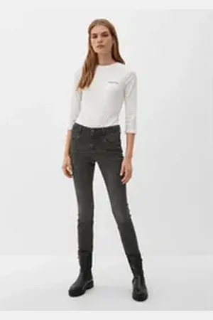 QS by s.Oliver 5-Pocket-Jeans Jeans Izabell / Skinny Fit / Mid Rise / Skinny Leg grau 32/30