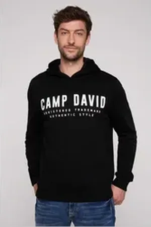Camp David Kapuzensweatshirt mit Logo-Print schwarz L