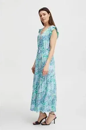 B YOUNG Midikleid BYMMJOELLA FRILL DRESS -20811219 blau 36