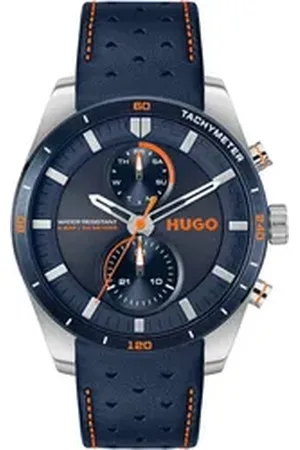 HUGO BOSS Multifunktionsuhr #FAST 1530371, Armbanduhr, Quarzuhr, Herrenuhr, Datum, Lederarmband blau