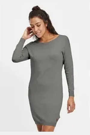 Oxmo Strickkleid OXElla Kleid mit Rundhals-Ausschnitt grau XL