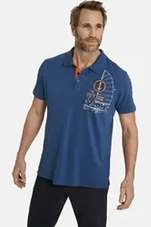 Jan Vanderstorm Poloshirt NICCO aus reinem Baumwollpikee blau 4XL (68/70)