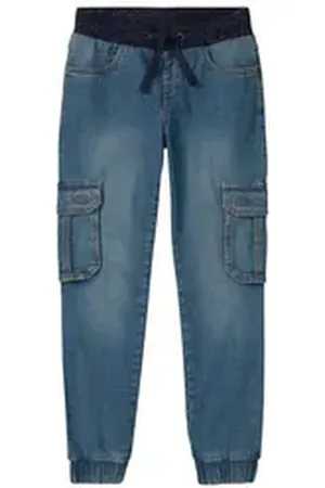 ARIZONA Cargojeans, Stretch-Jeans für Jungen gerades Bein, mit Bindeband und Gummizug, normale Taille blau 140