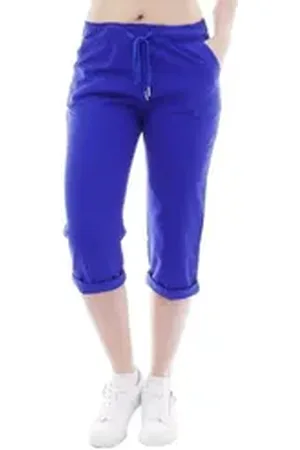 Yeset Caprihose Damen Chino Sommer Capri 3/4 Hose Damenhose Blau XXXL Schlupfhose blau XXXL