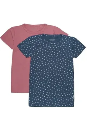Minymo T-Shirt - MIBasic 33 - T-shirt (2-pack) - 3933 2er-Pack Kurzarmshirt Basic und mit Print rosa 92