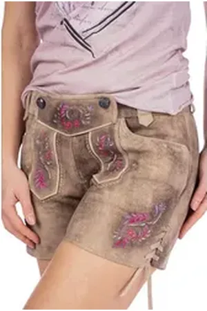 SPIETH & WENSKY Lederhose Trachtenlederhose Damen - ALYSA - birke/fuchsia 42
