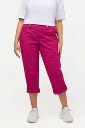 Ulla Popken Funktionshose 7/8-Cargohose Krempelriegel Komfortbund lila 60