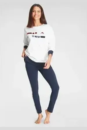 Fila Loungeanzug (Set, 2 tlg., 1 Stück) mit Pailetten-Logo-Motiv blau XL