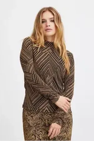 Pulz jeans Longsleeve PZCAVILA Long Sleeve - 50207795 Moderner Longsleeve mit hochschließenden Kragen goldfarben XXL
