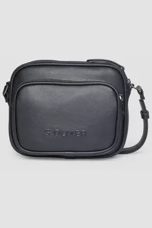 QS by s.Oliver Tragetasche Große Camera-Bag in Leder-Optik, Logo schwarz